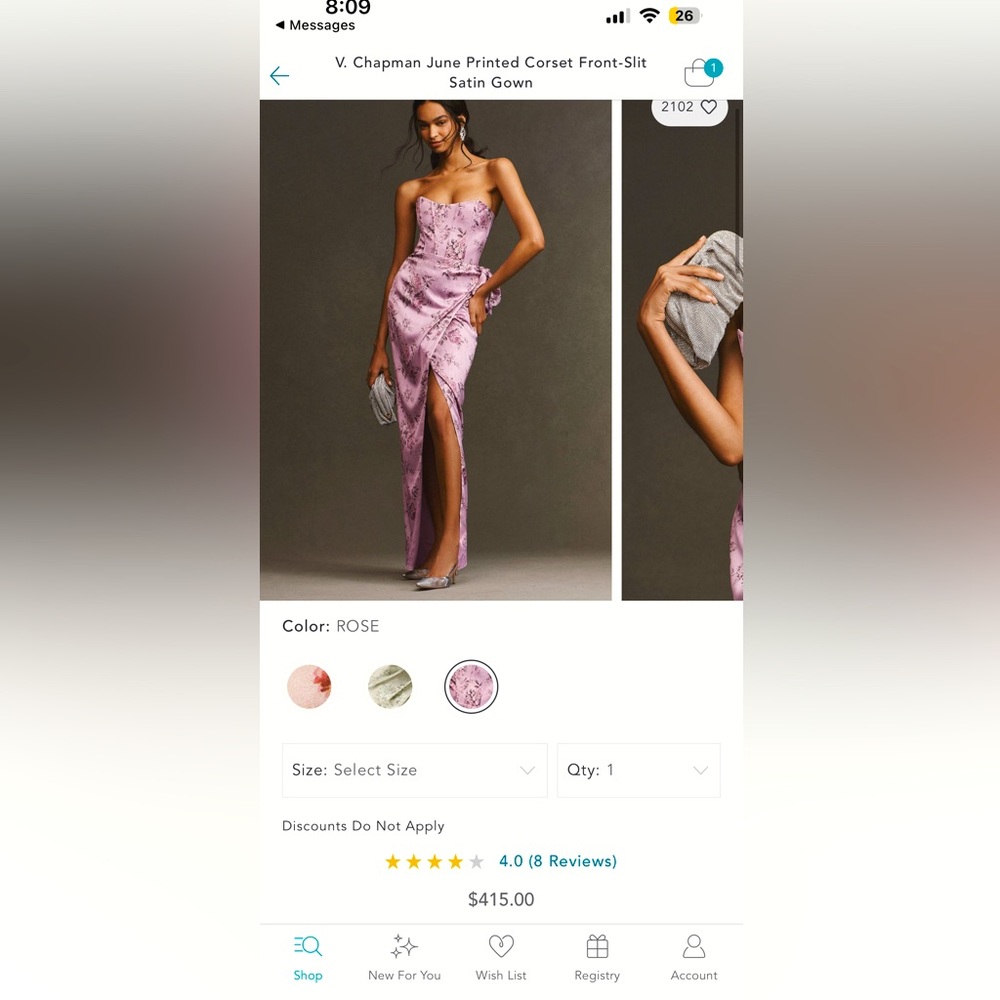 V. Chapman June Printed Corset Front-slit satin gown